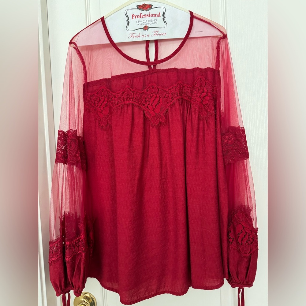 Women's Red Lace Top